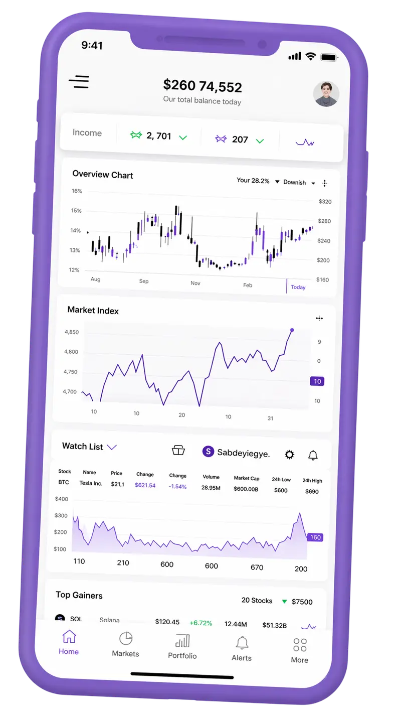 Mobile screen showing portfolio monitoring